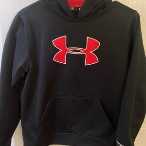 Black/Red Under Armour Hoodie - Size Youth Large